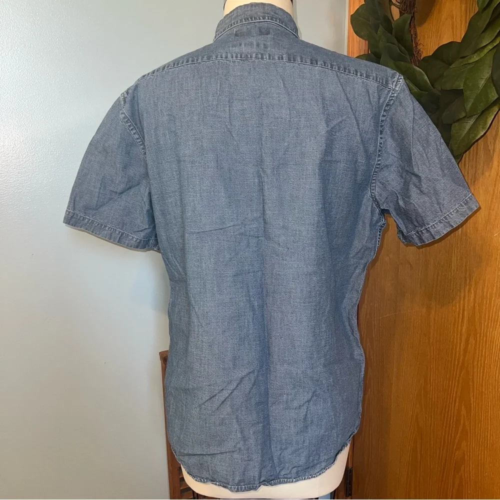 Banana Republic Blue Casual Button Down Shirt Denim Short Sleeve‎ Large Cotton